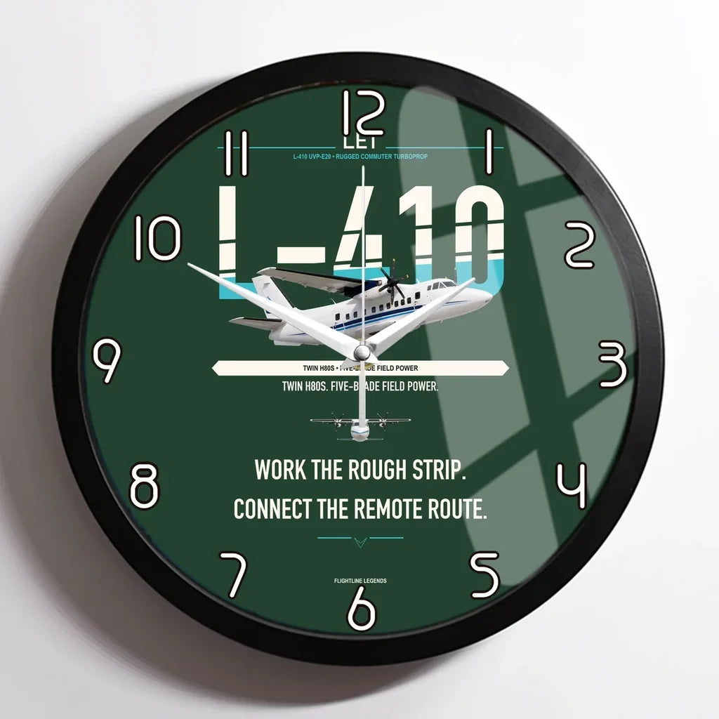 LET L-410 UVP-E20 design on dark green framed wall clock