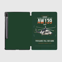 Thumbnail for Leonardo AW139 design on dark green samsung tablet tablet case