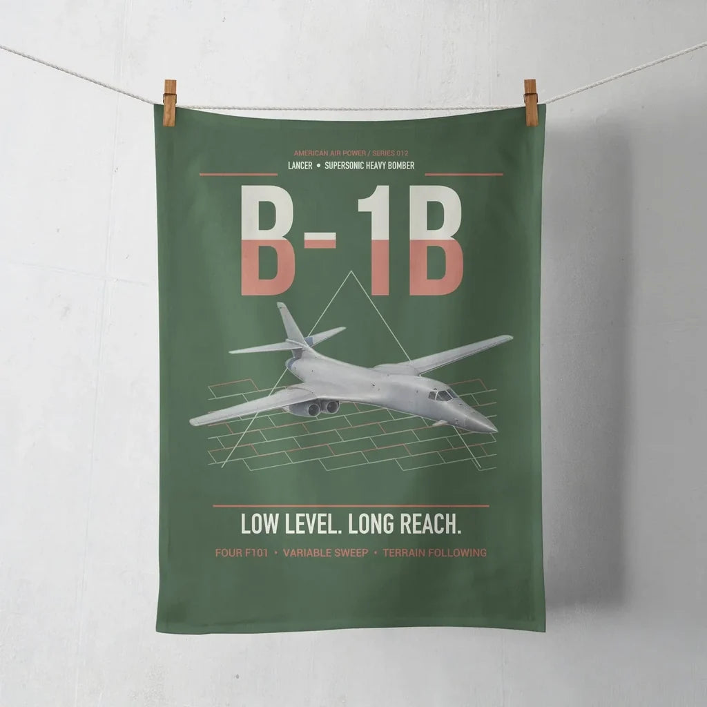 B-1B Lancer design on dark green towel