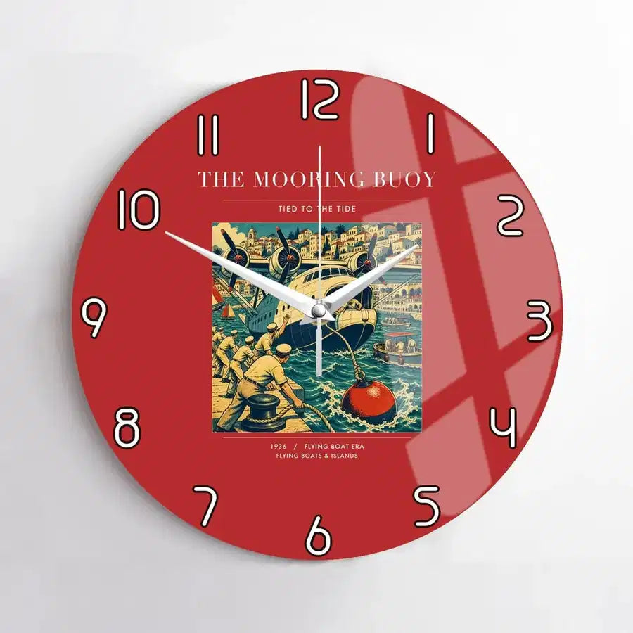 VINTAGE G4183 - The Mooring Buoy - Designed Wall Clocks design on red no-frame