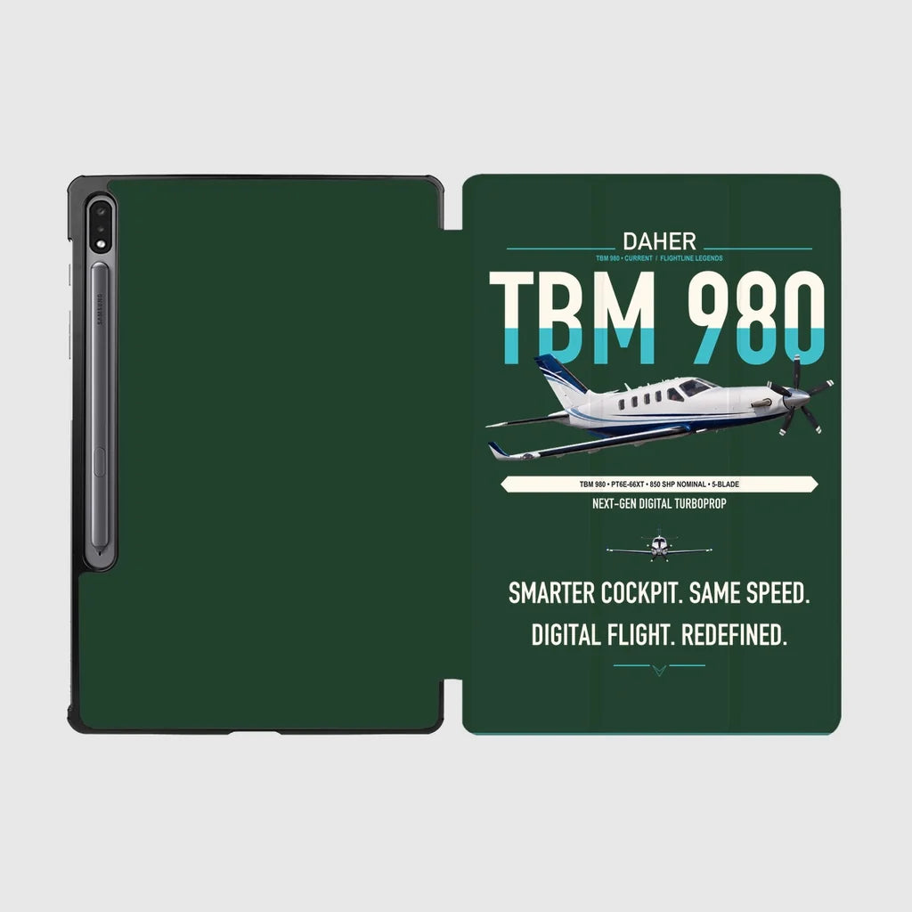 Daher TBM 980 design on dark green samsung tablet tablet case