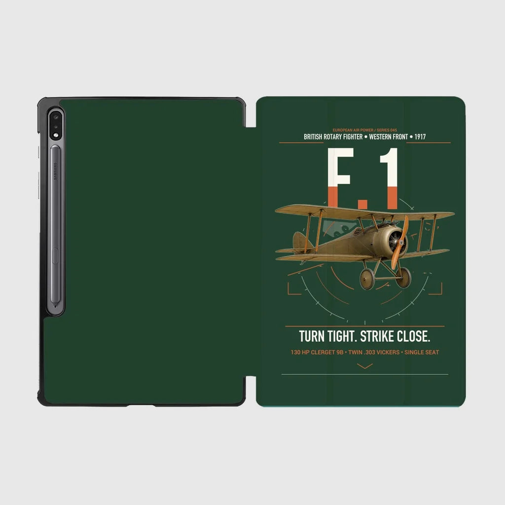 Sopwith Camel F.1 design on dark green samsung tablet tablet case