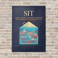 Thumbnail for Sitka Rocky Gutierrez Airport SIT vertical canvas print - no frame - navy blue background