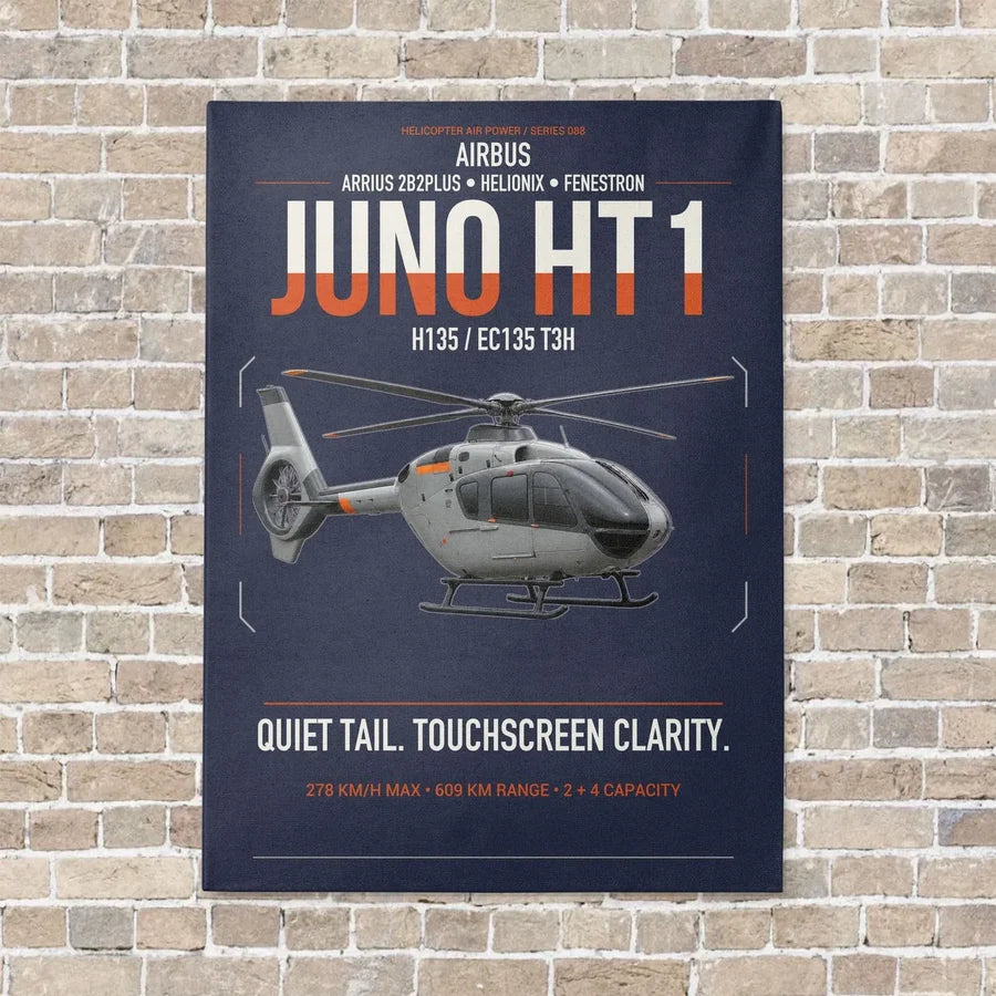 Airbus H135 Juno HT1 vertical canvas print - no frame - navy blue background