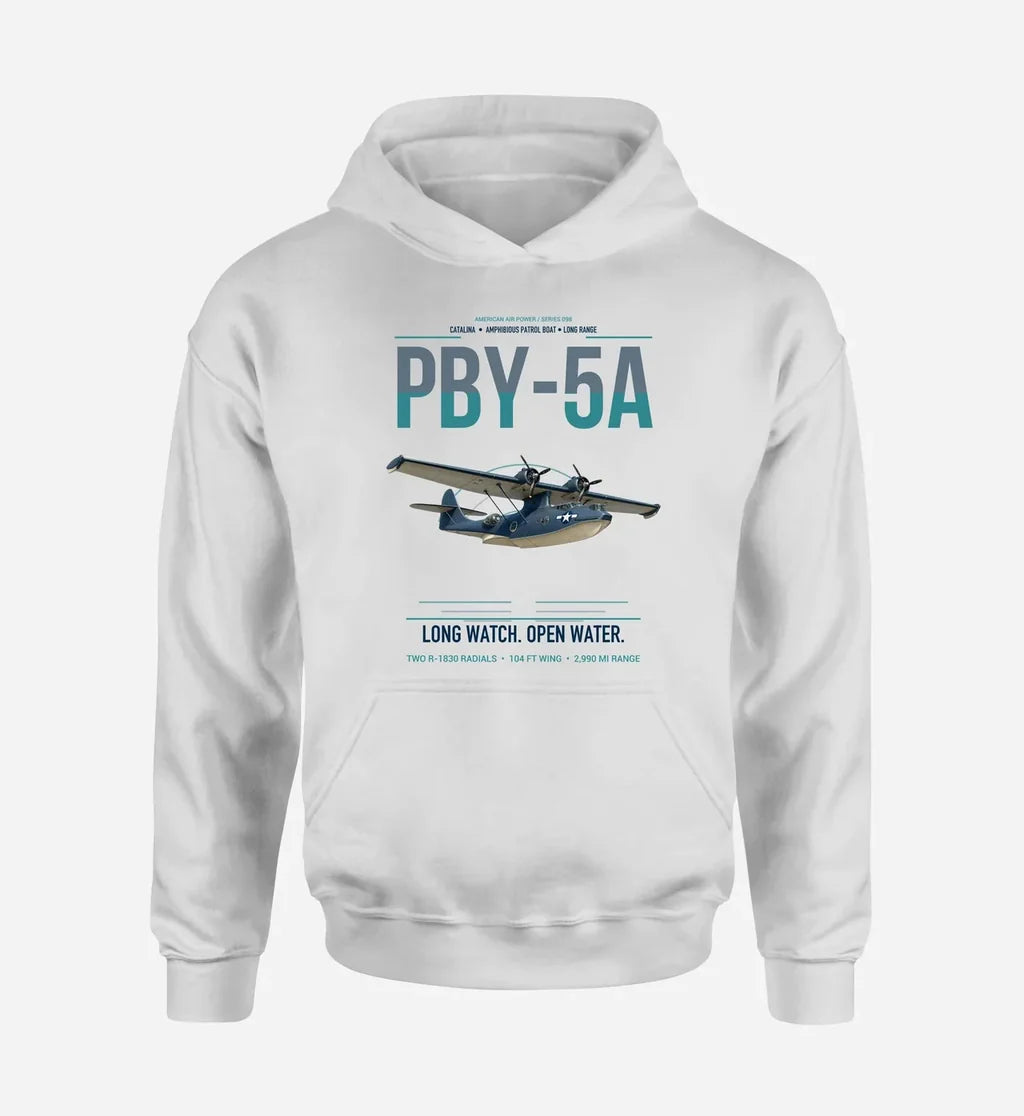 PBY-5A Catalina design on white double-side hoodie, single-side print