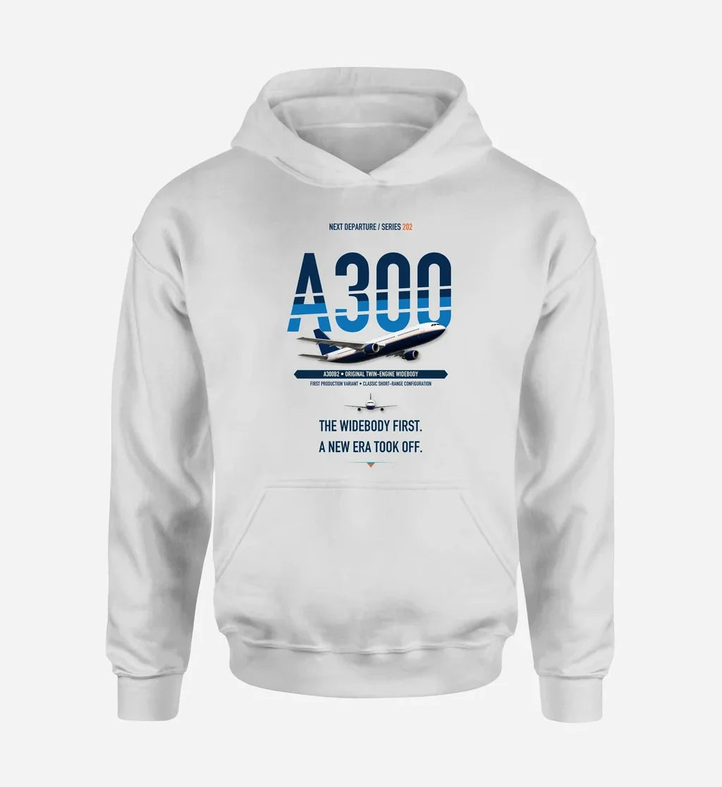 Airbus A300B2 design on white hoodie single side