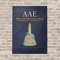 Thumbnail for Rabah Bitat Airport AAE — Annaba vertical canvas print - no frame - navy blue background
