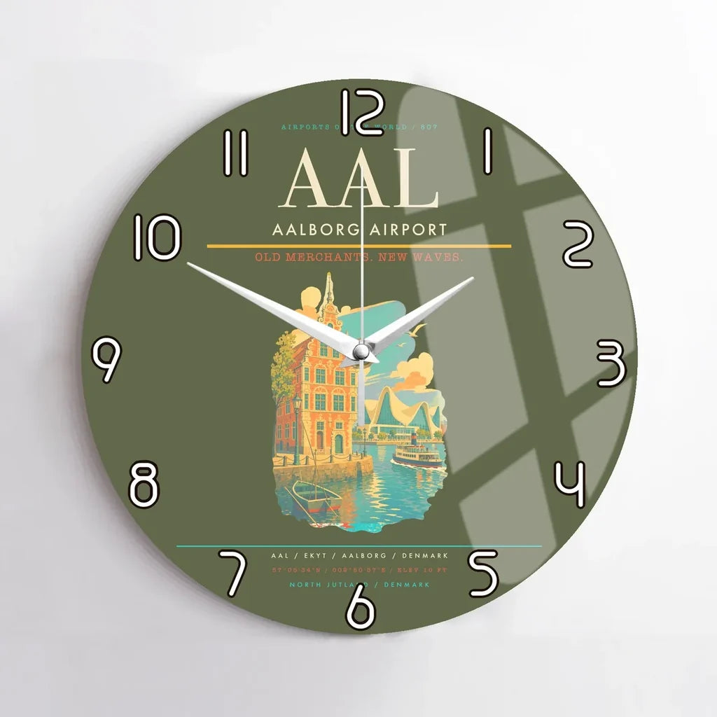 Aalborg Airport AAL Wall-Clock No-Frame - Green Army
