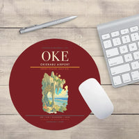 Thumbnail for Okierabu Airport (OKE) design on dark red round mouse pad