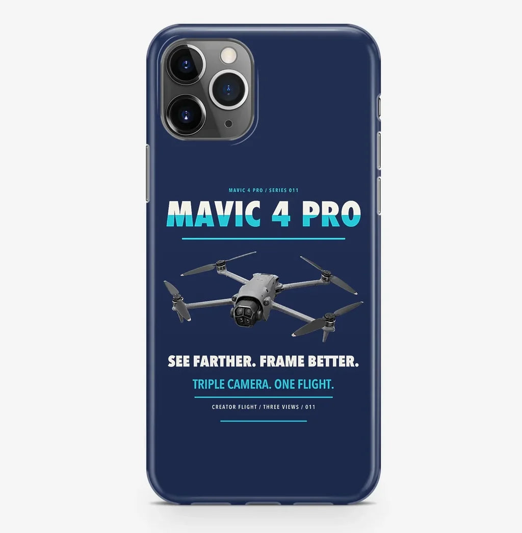 DJI Mavic 4 Pro Case ProMax design on navy blue iphone case promax