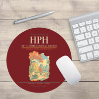 Thumbnail for Cat Bi International Airport (HPH) design on dark red round mouse pad