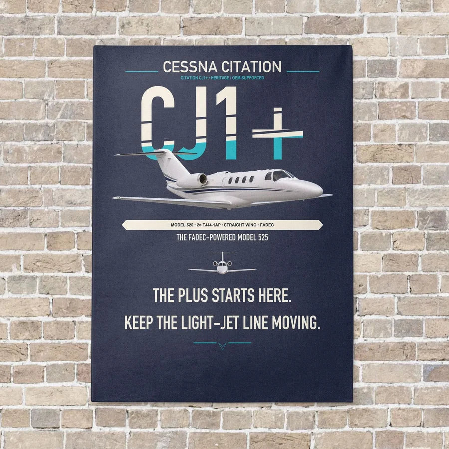 Cessna Citation CJ1+ vertical canvas print - no frame - navy blue background