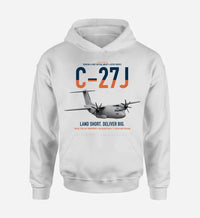 Thumbnail for C-27J Spartan design on white double-side hoodie, single-side print