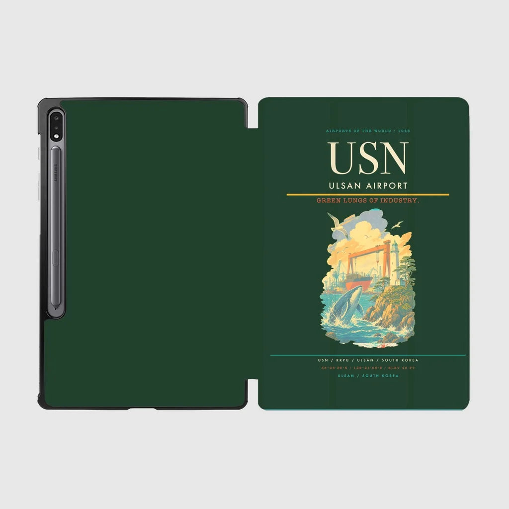 Ulsan Airport (USN) design on dark green samsung tablet tablet case