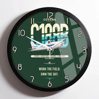 Thumbnail for Cessna A188B AgTruck design on dark green framed wall clock