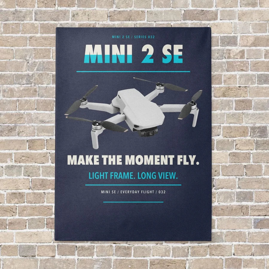 DJI Mini 2 SE vertical canvas print - no frame - navy blue background