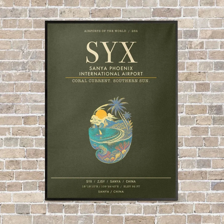 Sanya Phoenix International Airport SYX - Canvas Framed - Green Army