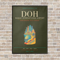 Thumbnail for Hamad International Airport Doha DOH - Canvas Framed - Green Army