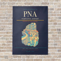 Thumbnail for Pamplona Airport PNA vertical canvas print - no frame - navy blue background