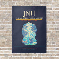 Thumbnail for Juneau International Airport JNU vertical canvas print - no frame - navy blue background