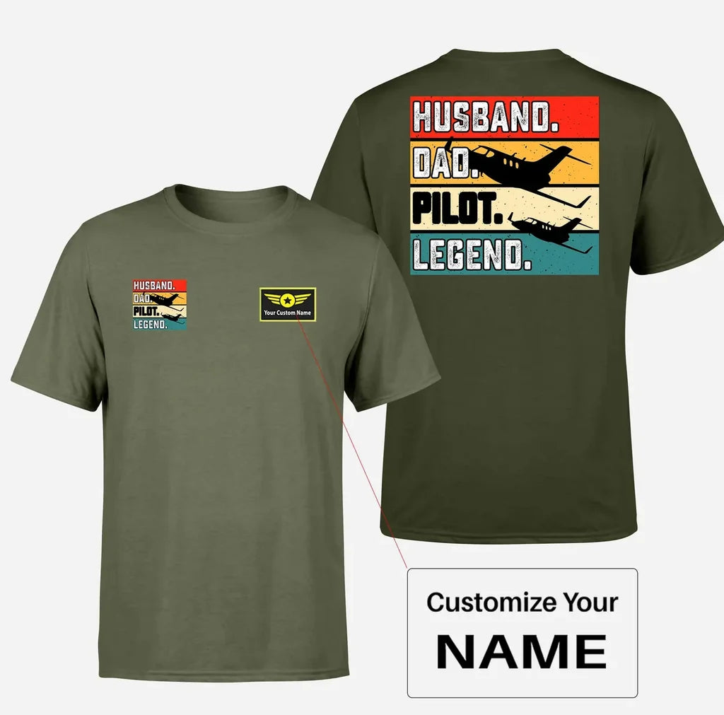 Husband & Dad & Pilot & Legend Designed Double-Side T-Shirts - view 13