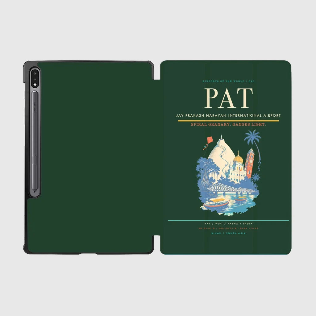 Jay Prakash Narayan International Airport (PAT) design on dark green samsung tablet tablet case