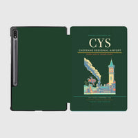 Thumbnail for Cheyenne Regional Airport (CYS) design on dark green samsung tablet tablet case