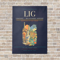 Thumbnail for Limoges – Bellegarde Airport LIG vertical canvas print - no frame - navy blue background