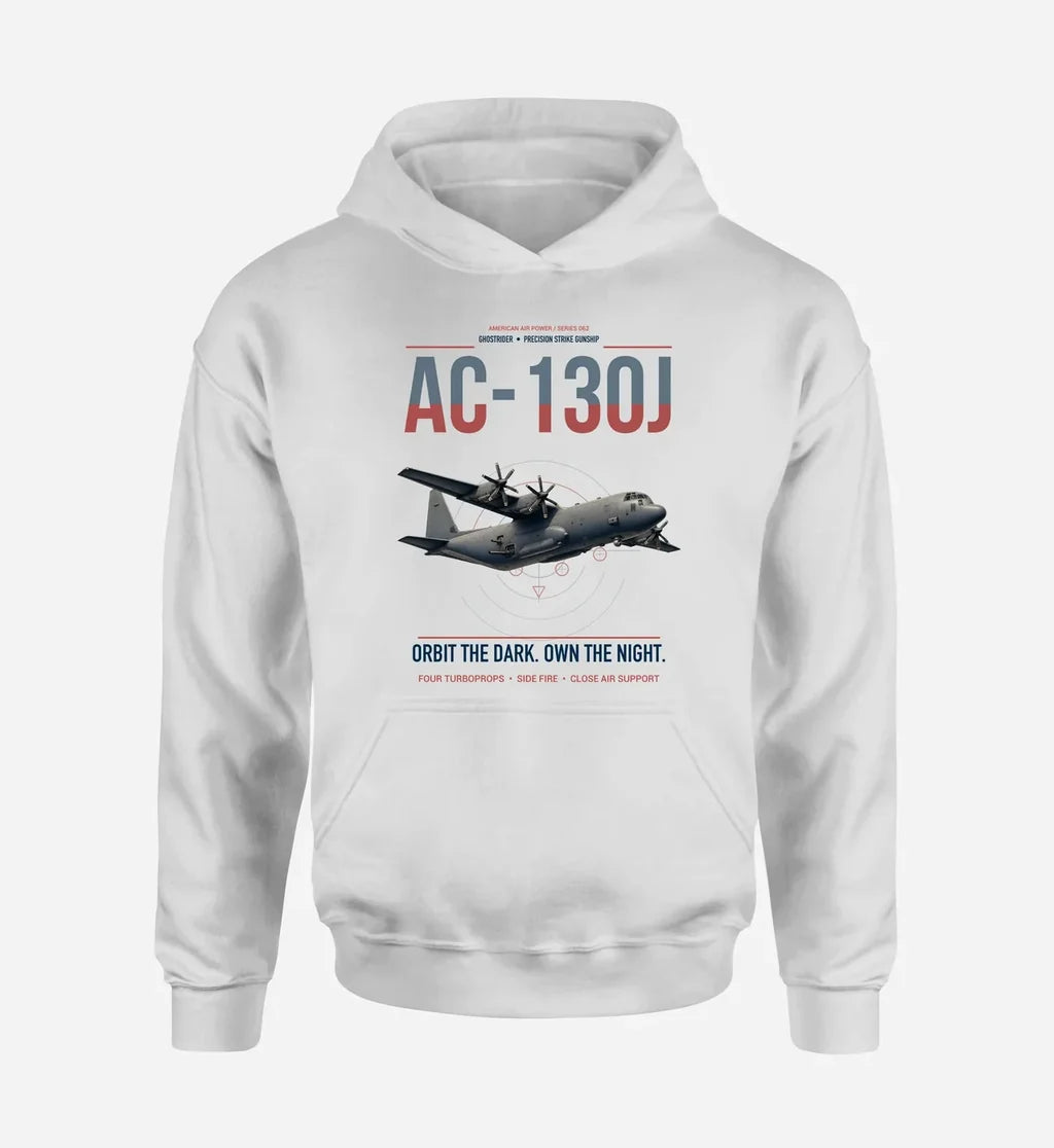 AC-130J Ghostrider design on white double-side hoodie