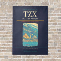 Thumbnail for Trabzon Airport TZX vertical canvas print - no frame - navy blue background