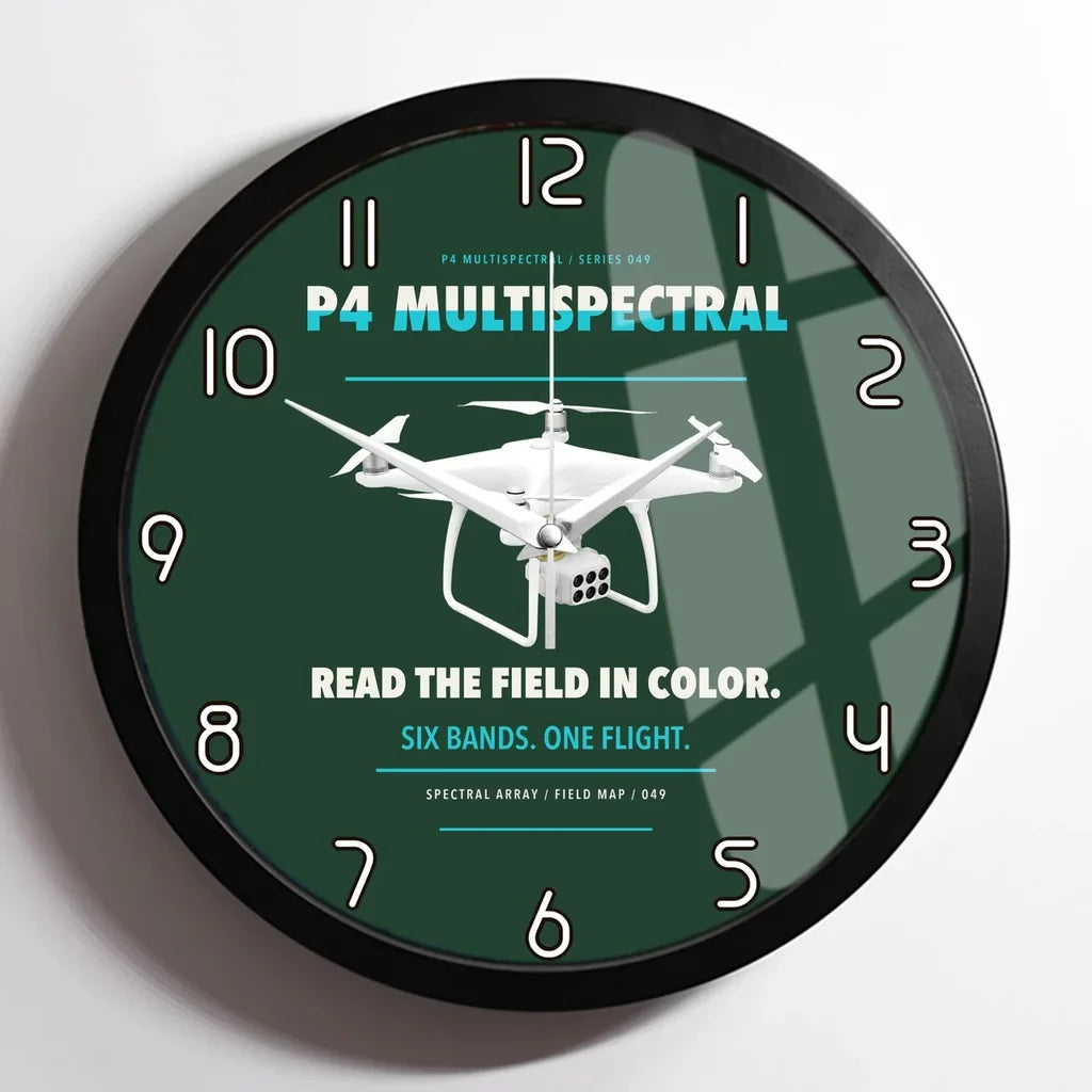DJI P4 Multispectral design on dark green framed wall clock