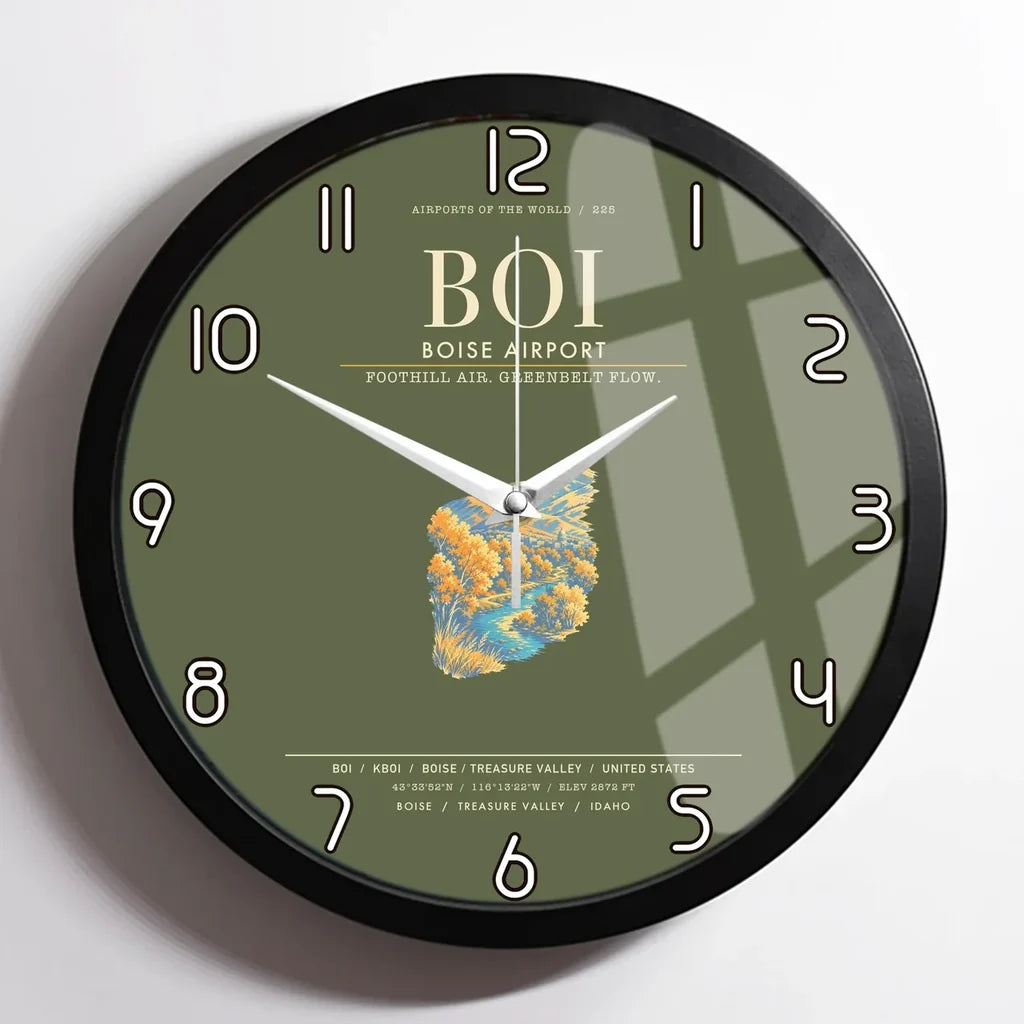 Boise Airport BOI Wall-Clock Framed - Green Army