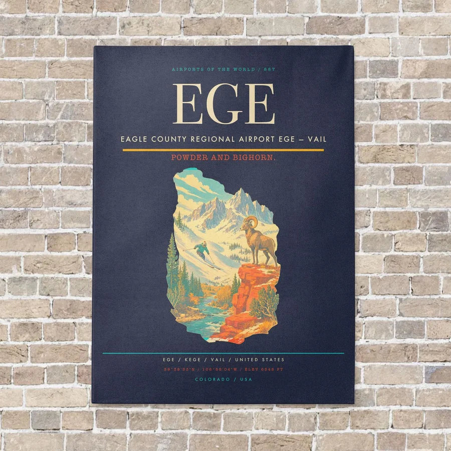 Eagle County Regional Airport EGE — Vail vertical canvas print - no frame - navy blue background