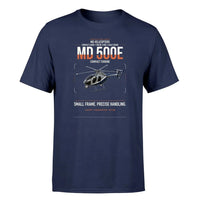 Thumbnail for MD Helicopters MD 500E design on navy blue t-shirt, single-side print