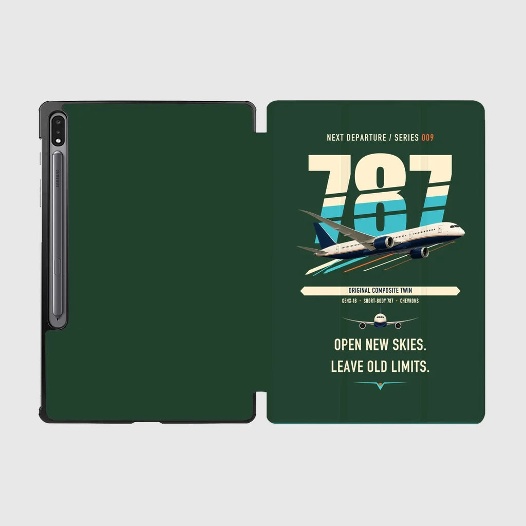 Boeing 787-8 Dreamliner design on dark green samsung tablet tablet case