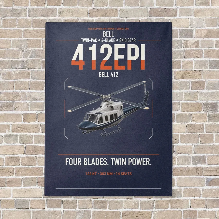 Bell 412EPI vertical canvas print - no frame - navy blue background