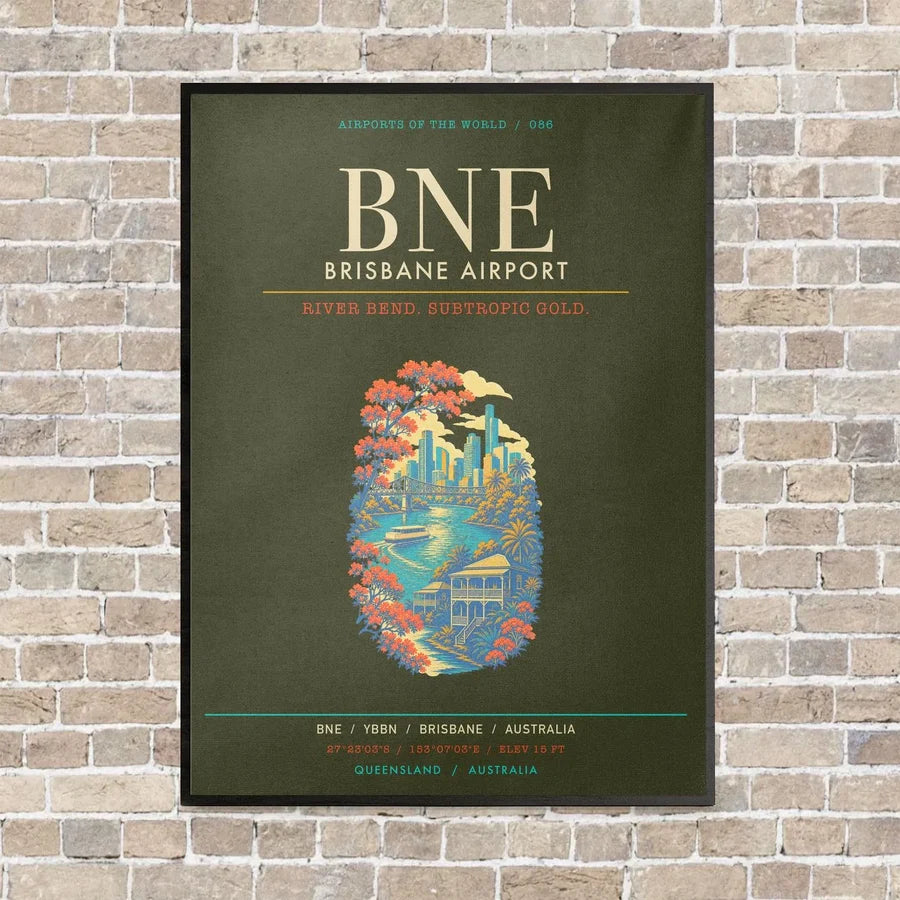 Brisbane Airport BNE - Canvas Framed - Green Army
