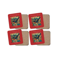 Thumbnail for The Charter To The Games - Designed Coasters design on red 4-pieces-set