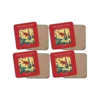 Thumbnail for The Pylon Turn - Designed Coasters design on red 4-pieces-set