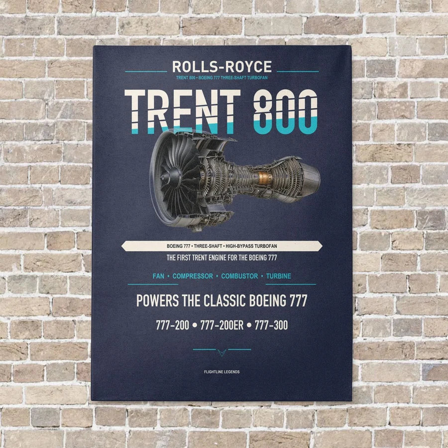 TRENT 800 vertical canvas print - no frame - navy blue background
