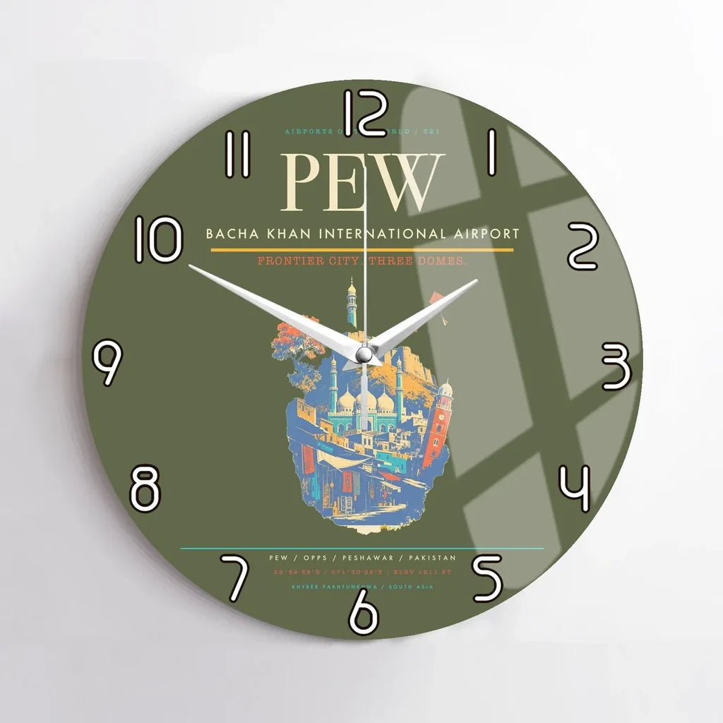 Bacha Khan International Airport PEW Wall-Clock No-Frame - Green Army