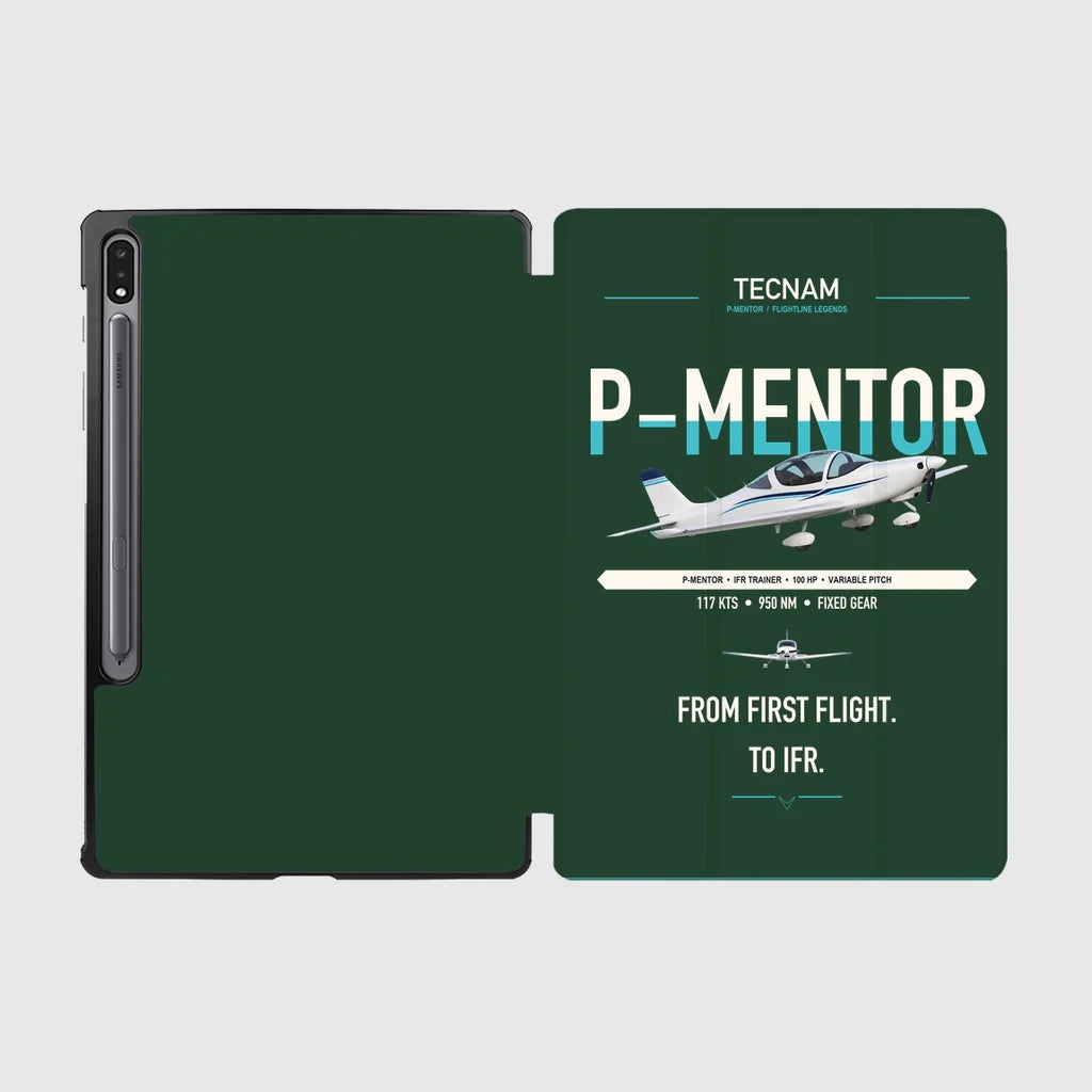 Tecnam P-Mentor design on dark green samsung tablet tablet case