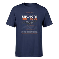 Thumbnail for MC-130J COMMANDO II design on navy blue double-side t-shirt, single-side print