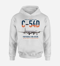 Thumbnail for C-54D Skymaster design on white double-side hoodie, single-side print