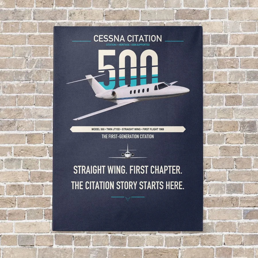 Cessna Citation 500 - Citation I vertical canvas print - no frame - navy blue background