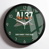 Thumbnail for Saab AJ 37 Viggen design on dark green framed wall clock