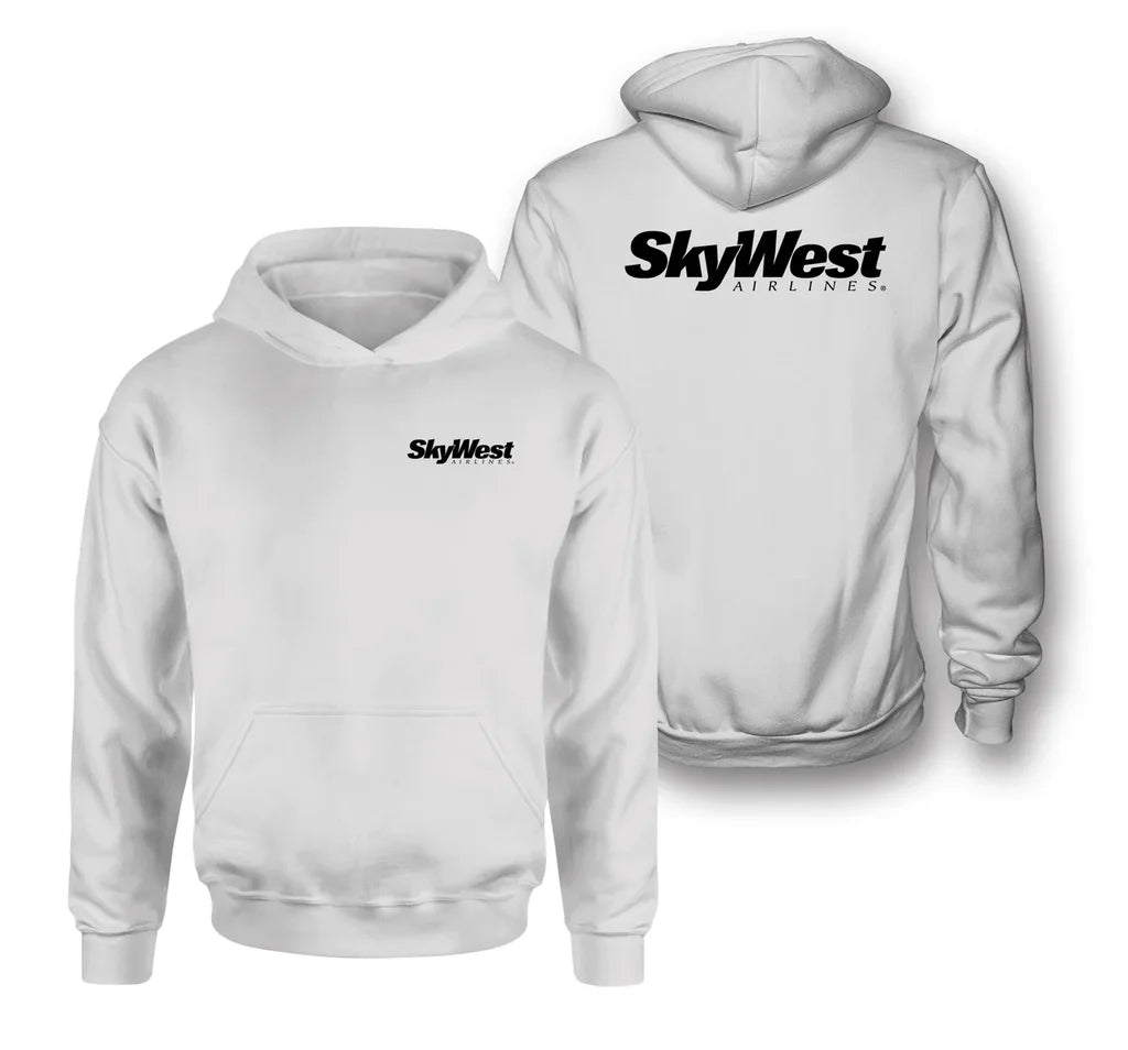 Skywest Airlines logo on white double side hoodie