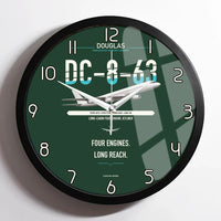 Thumbnail for Douglas DC-8-63 design on dark green framed wall clock