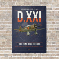 Thumbnail for Fokker D.XXI — Dutch LVA aircraft 221 vertical canvas print - no frame - navy blue background
