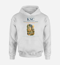 Thumbnail for Košice International Airport (KSC) design on white hoodie single-side print
